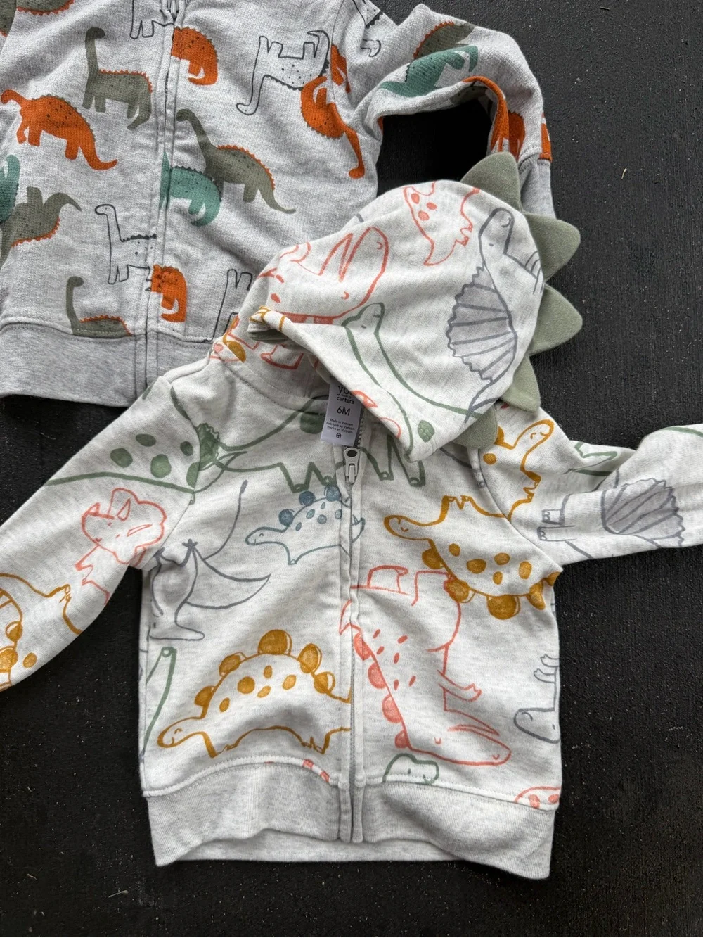 Carter's Light Gray Dinosaur Hoodie Jacket Set